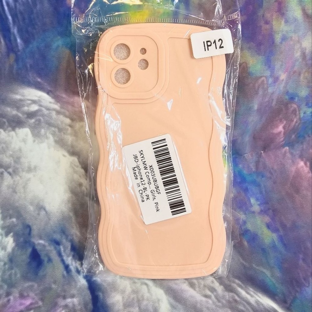 New Pink Iphone 12 phone case curly‎ soft silicone